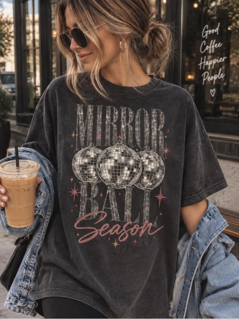 Mirror Ball Season Graphic Tee - Pepper